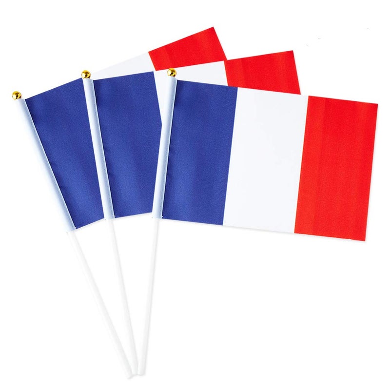 mflagperft France Flag French Flag, Small Mini Handheld France Flags on Stick, Ideal for Party Parades Sports Events Patriotic Festival Decorations - Image 1
